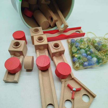Murmelbahn Marble Run 40-teilig Holzbauklötze Set