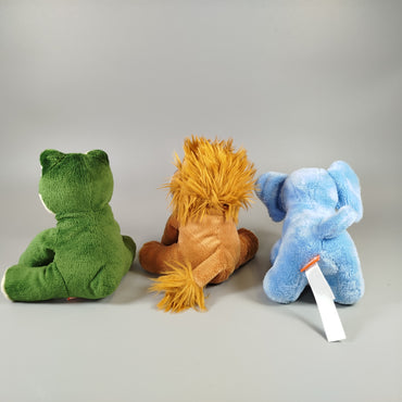  Stofftiere - Frosch, Elefant und Löwe - Set of 3