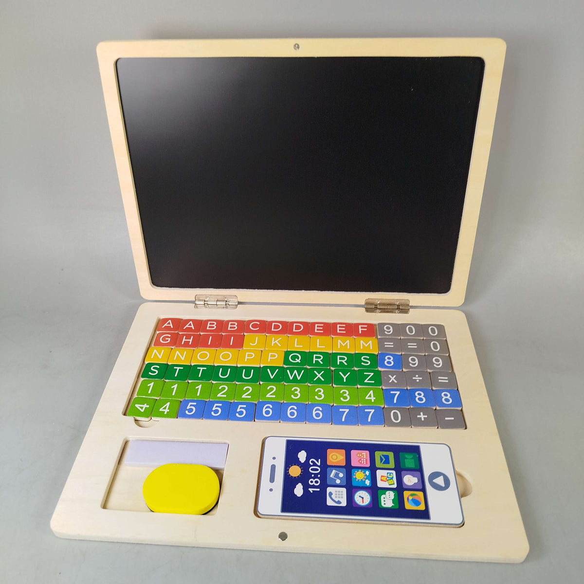 Ohye Bundle Montessori Set von 3 Holzlaptop, Schraubbrett & Lernspiel