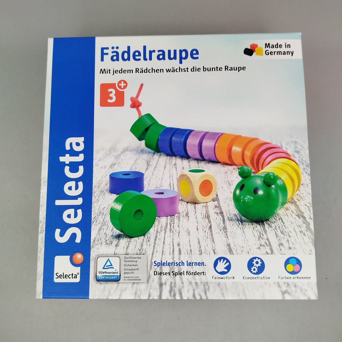 Selecta Fädelraupe Holzspiel, wie neu, ab 3 4 5 Jahre | ✅ geprüft 