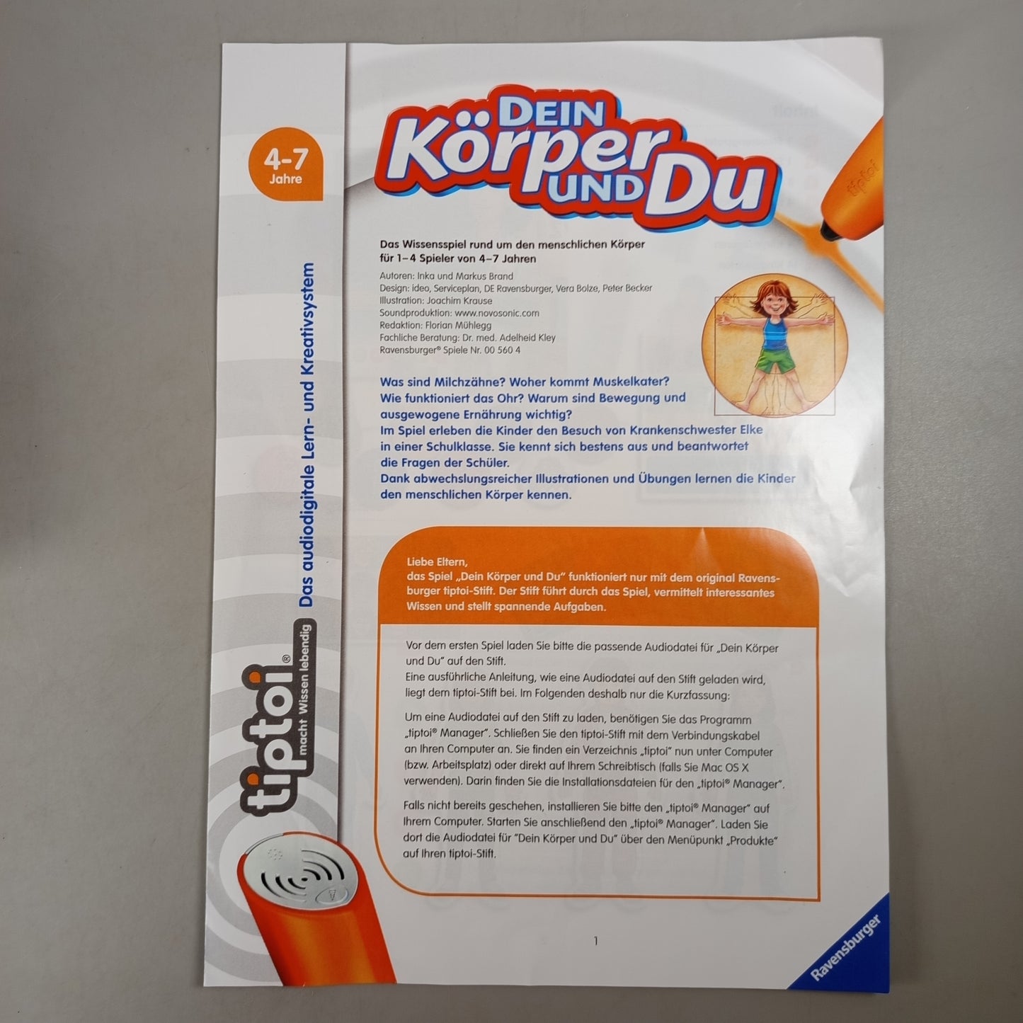 Ravensburger Bundle tiptoi Körper & Du 00 560 4 Lernspiel