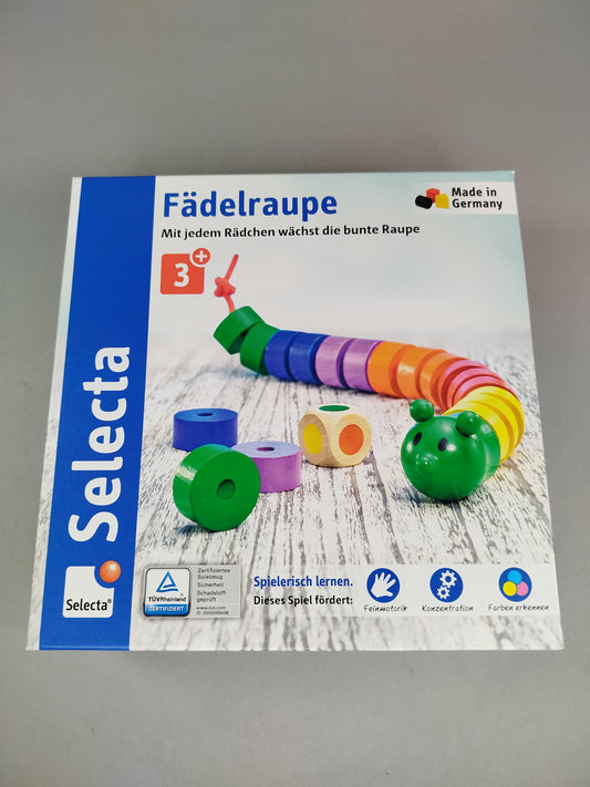 Selecta Fädelspiel – Fädelraupe mit Farbwürfel, OVP