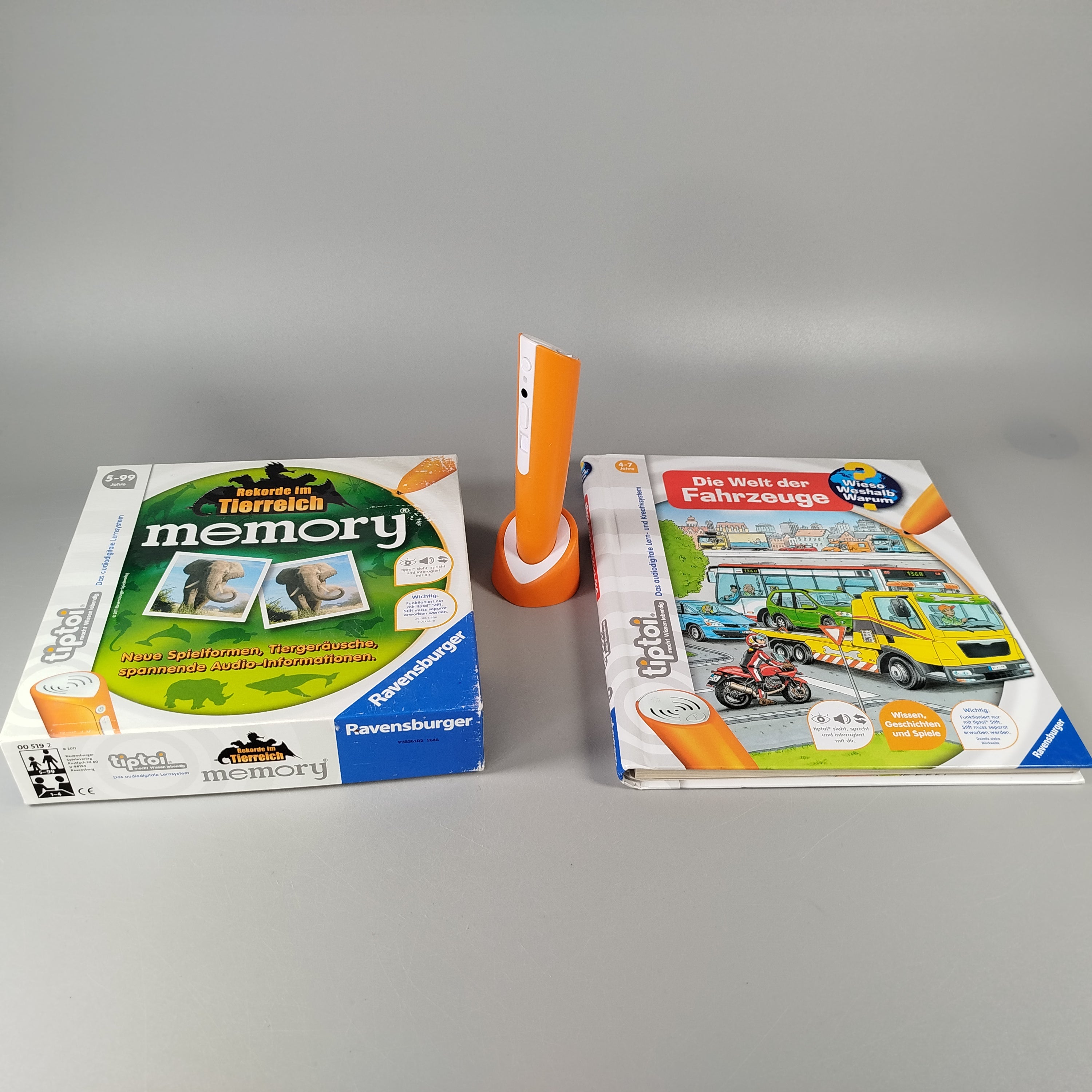 Ravensburger Tiptoi Lernspielset - Fahrzeuge Buch & Tierreich Memory, Stift
