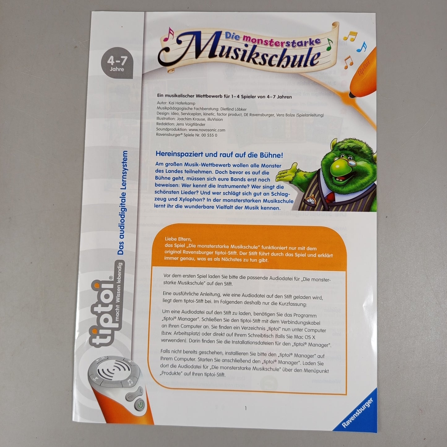 Ravensburger tiptoi Die monsterstarke Musikschule Lernspiel