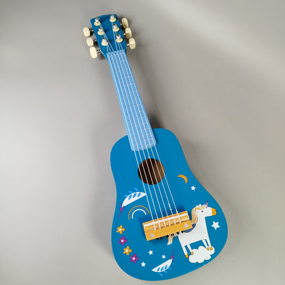 Dewel Einhorn Kindergitarre 6 Saiten blau