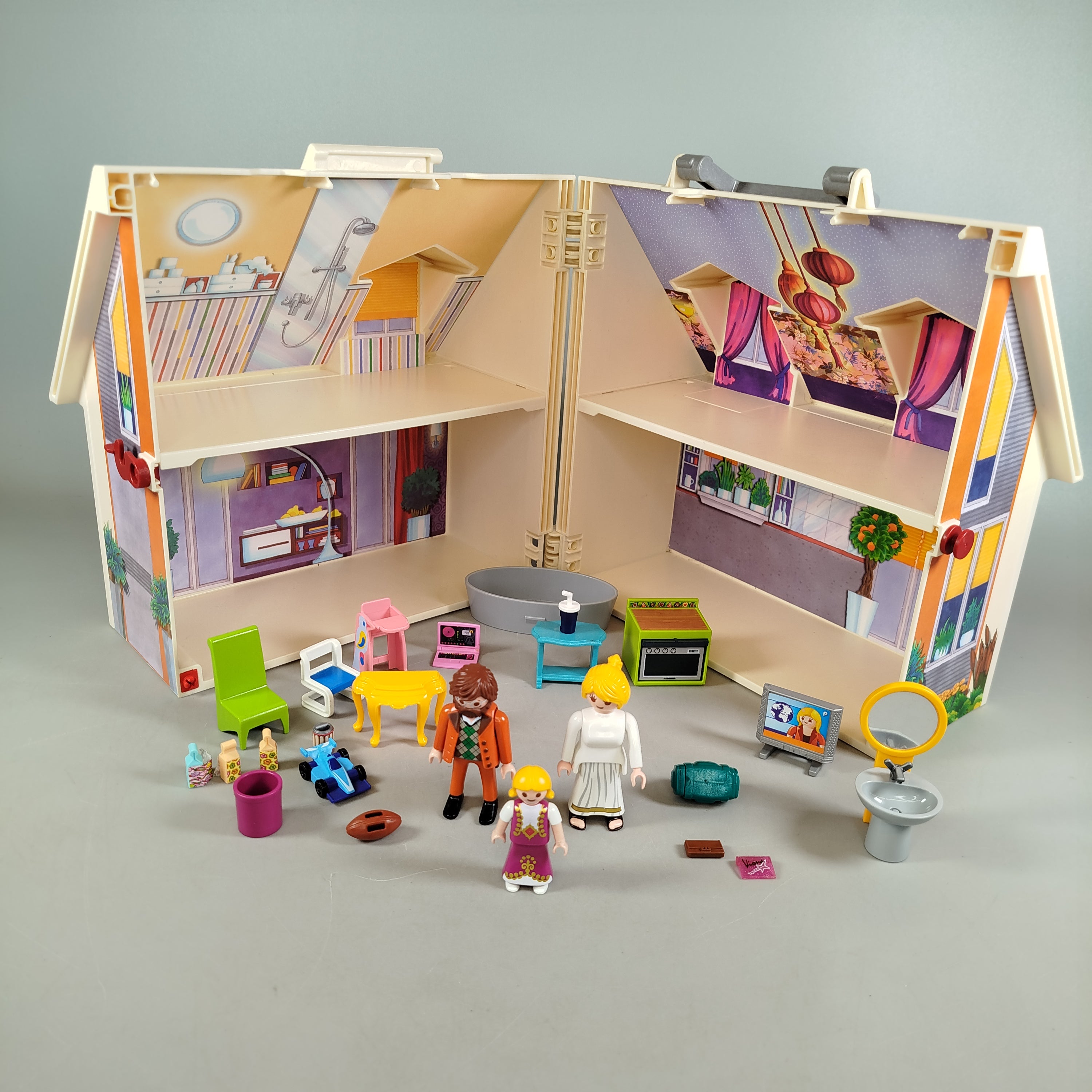 Puppenhaus Spielset – faltbares Haus mit Figuren & Möbeln, gutes Set