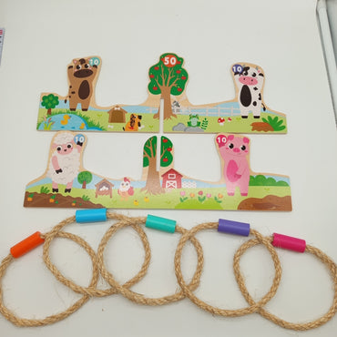 Ringwurfspiel mit Tiermotiven – Wurfspiel Set für Kinder, OVP