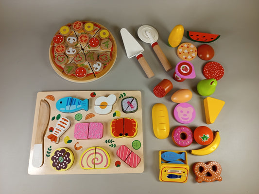 Holzspielzeug Set - Sushi, Pizza & Lebensmittel