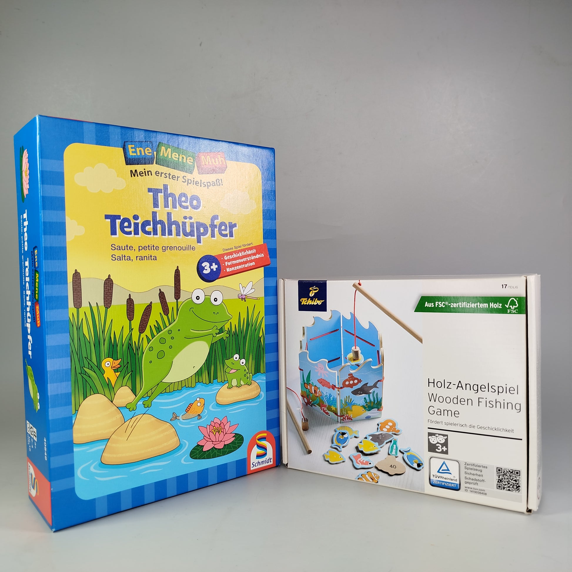 Schmidt Spiele, Tchibo Spieleset: Theo Teichhüpfer und Holz-Angelspiel