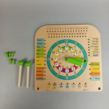 HESS Lernkalender mit Uhr – Deutschsprachiges Lernspiel