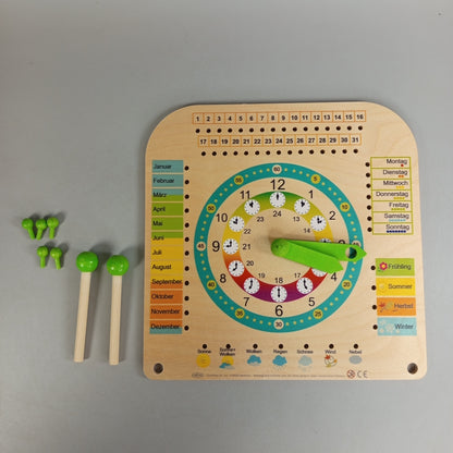 HESS Lernkalender mit Uhr – Deutschsprachiges Lernspiel