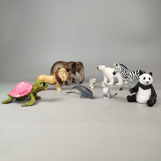 Bundle Schleich Set von 10 Tierfiguren, gebraucht, ab 3 Jahre 