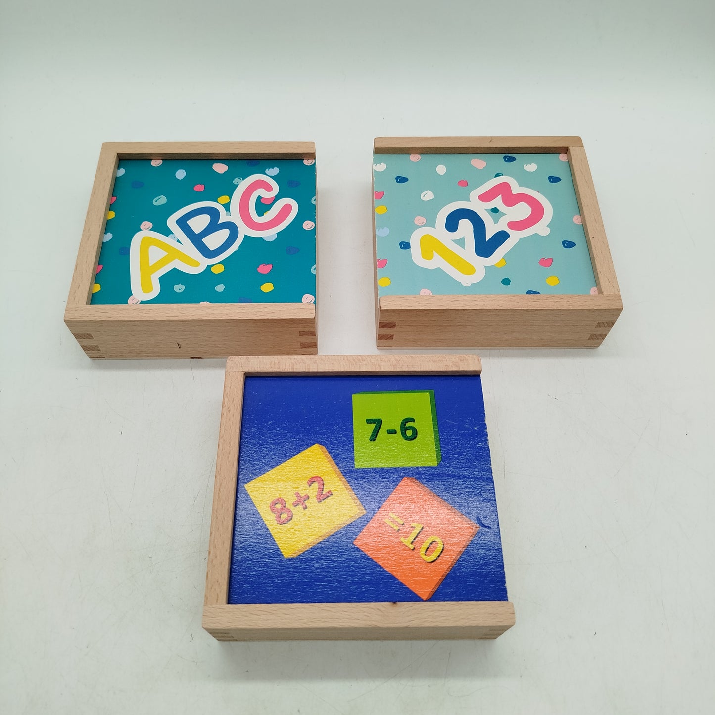 Bundle Montessori ABC Zahlen Set von 3 Holzboxen