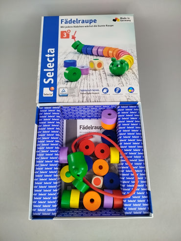 Selecta Fädelspiel – Fädelraupe mit Farbwürfel, OVP
