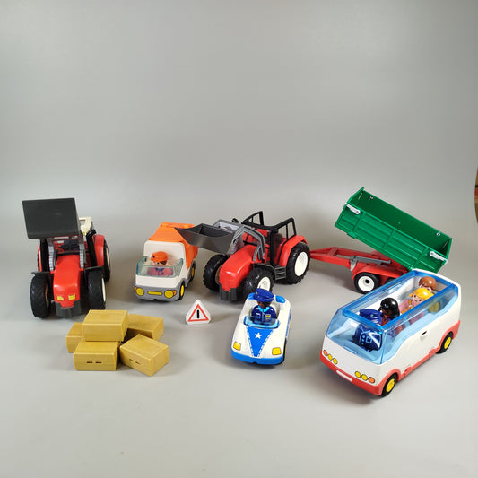 Playmobil Fahrzeuge Set – Traktoren, Wohnmobil, Polizei, Anhänger