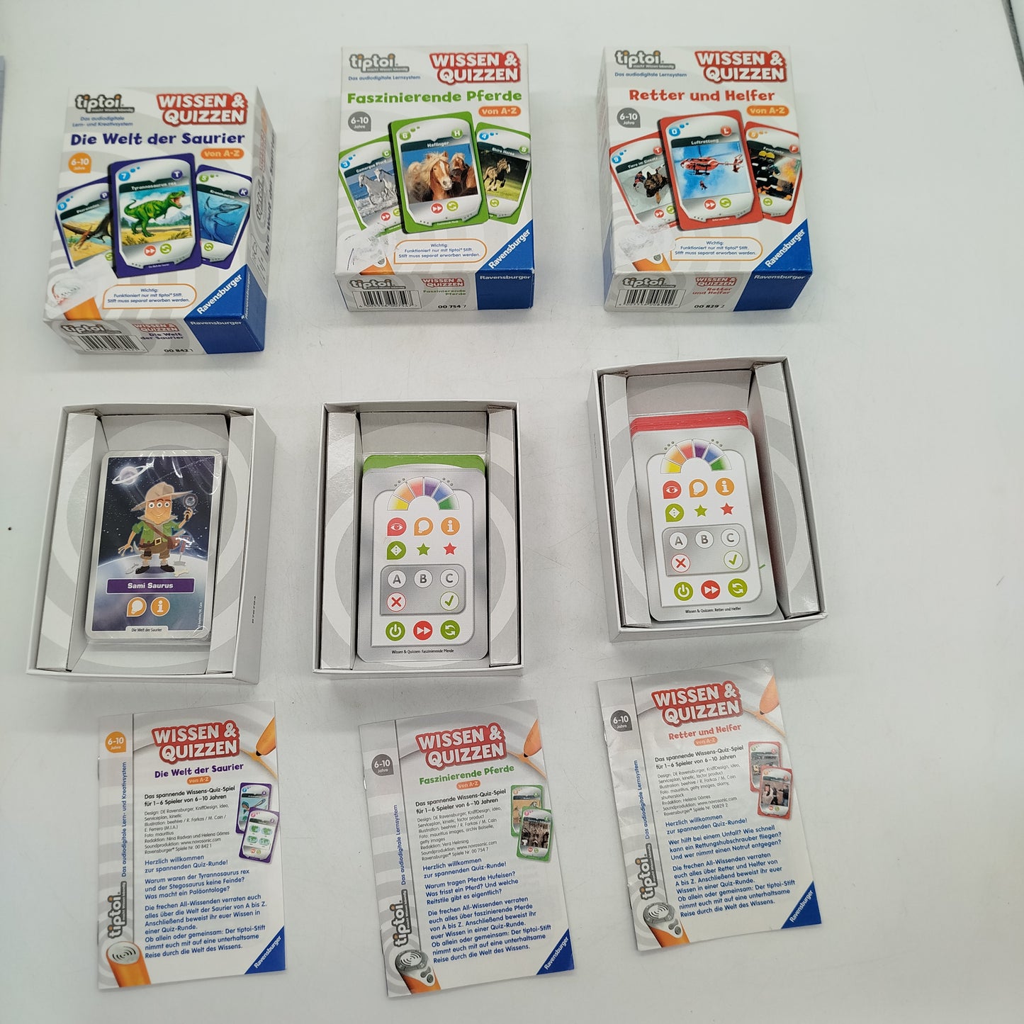 Ravensburger Bundle tiptoi Set von 3 Quiz Pferde Retter Saurier