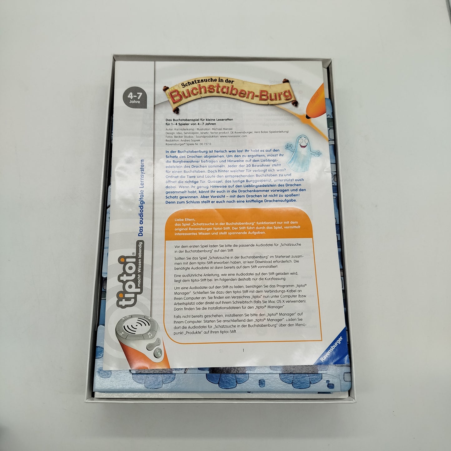Ravensburger tiptoi Schatzsuche Buchstabenburg Brettspiel, gebraucht, ab 3 Jahre 
