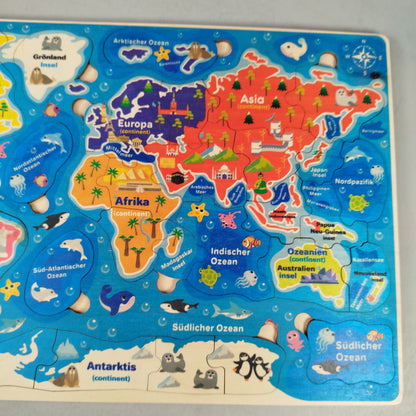 QUOKKA Weltkarte Holz-Steckpuzzle Lernspiel Geografie Deutsch