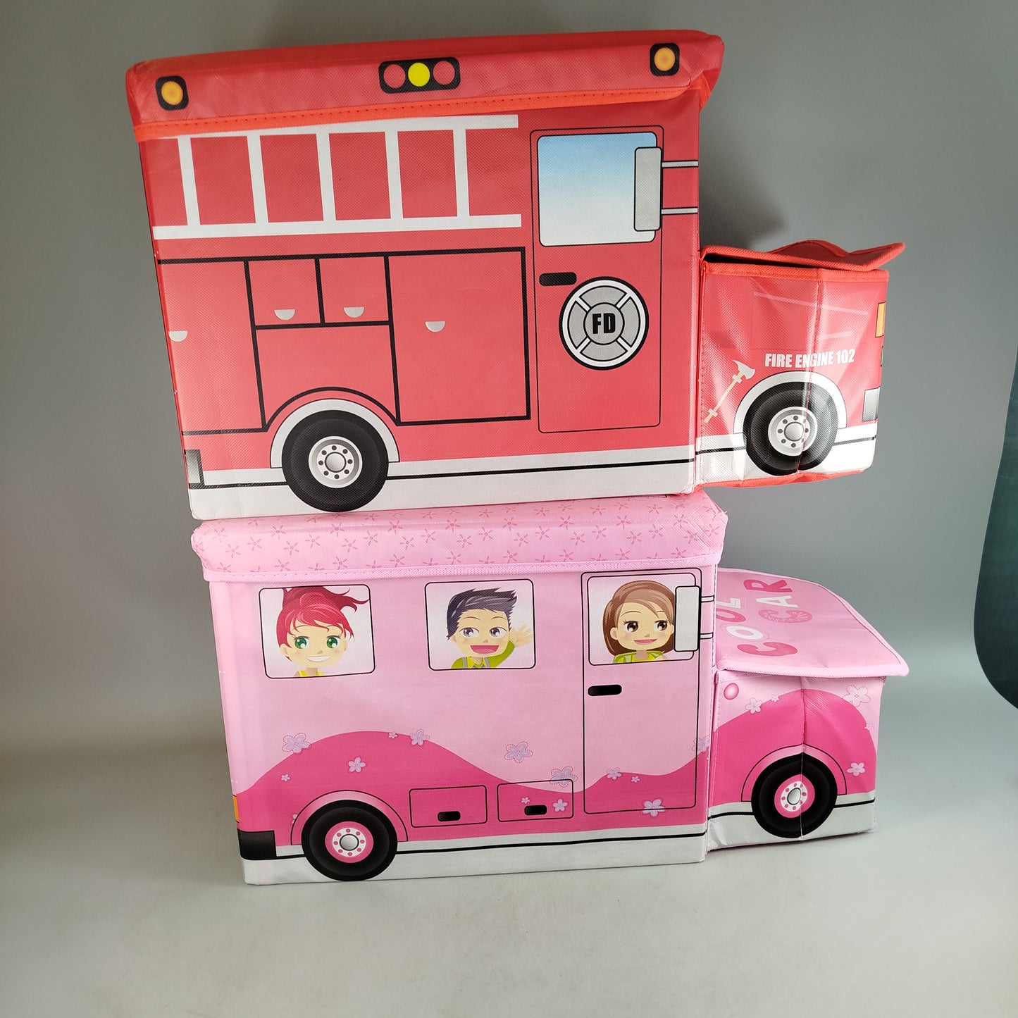 Bundle Feuerwehr & Bus Set von 2 Aufbewahrungsboxen