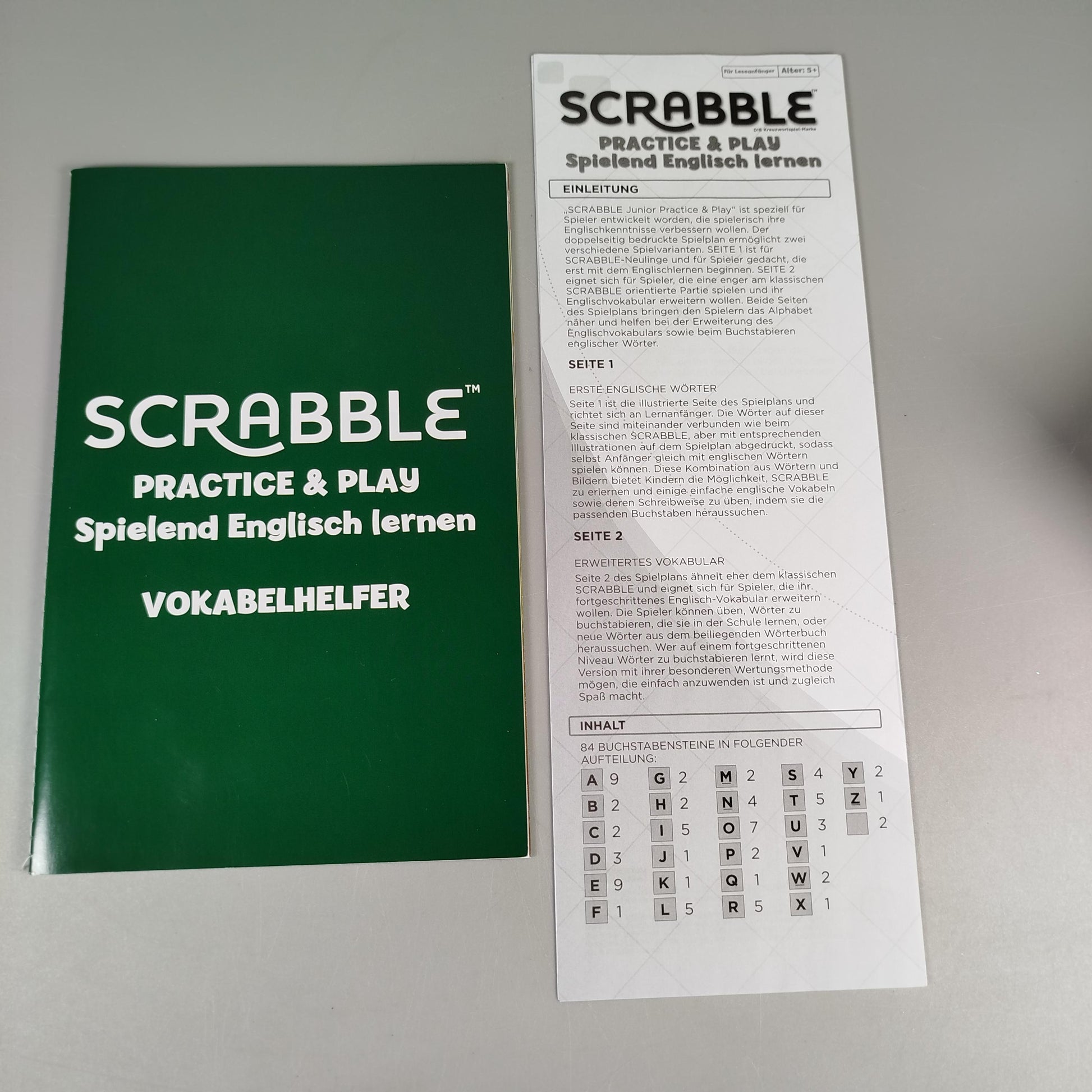 Scrabble Practice & Play Lernspiel Englisch Brettspiel, wie neu