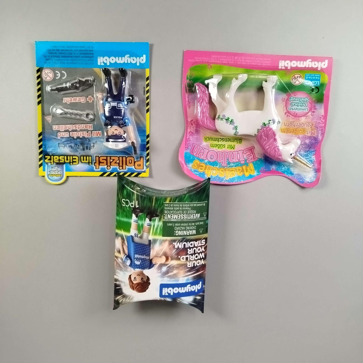 Playmobil Bundle Polizei & Einhorn & Football Set von 3 Figuren, Neu