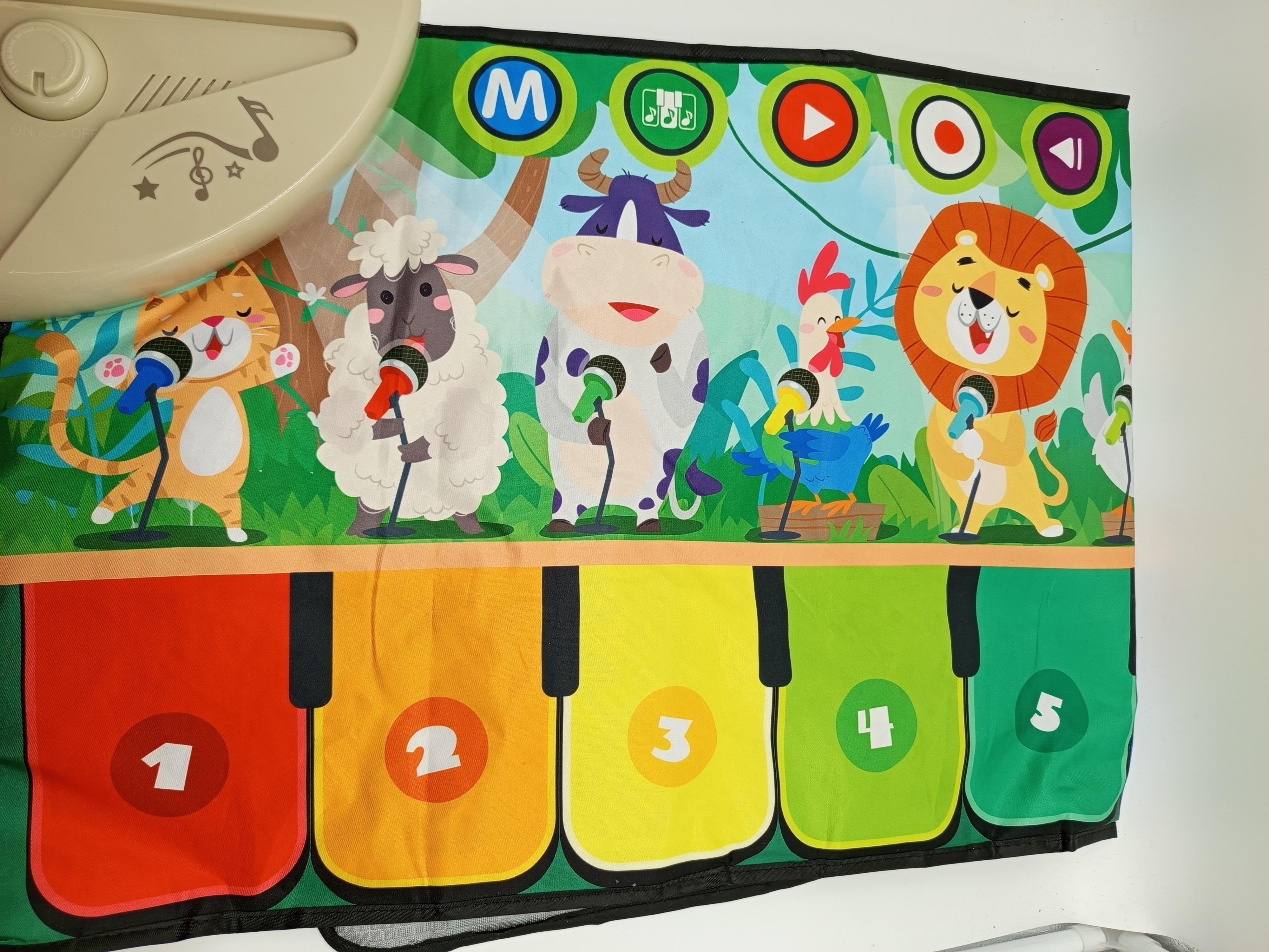 Musikspielmatte mit Tiermotiven und Soundfunktionen, Spielzeugmatte