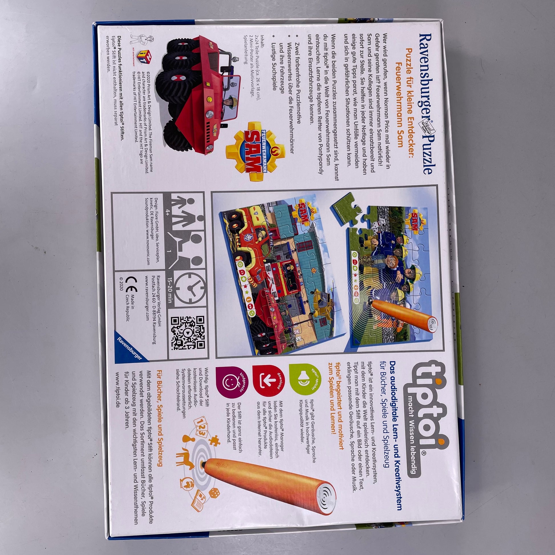 Ravensburger Puzzle Set ab 4 Jahren, 4x24, Tiptoi Feuerwehrmann Sam