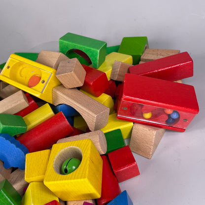 Diverse Holzbausteine bunt, ca. 2,5 Kg, Bauklötze